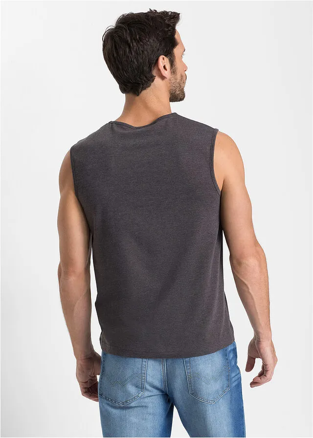 Camiseta de tirantes (3 unidades) pizarra jaspeado + gris jaspeado + negro